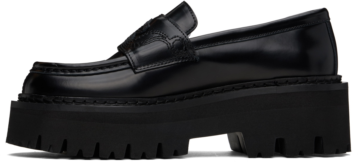 Moschino Black Question Stitch Loafers