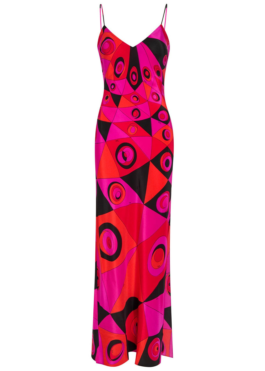 Pucci Printed Silk Maxi Dress Pink