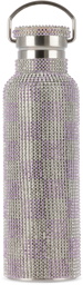 Collina Strada Silver & Purple Check Rhinestone Water Bottle