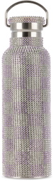 Collina Strada Silver & Purple Check Rhinestone Water Bottle