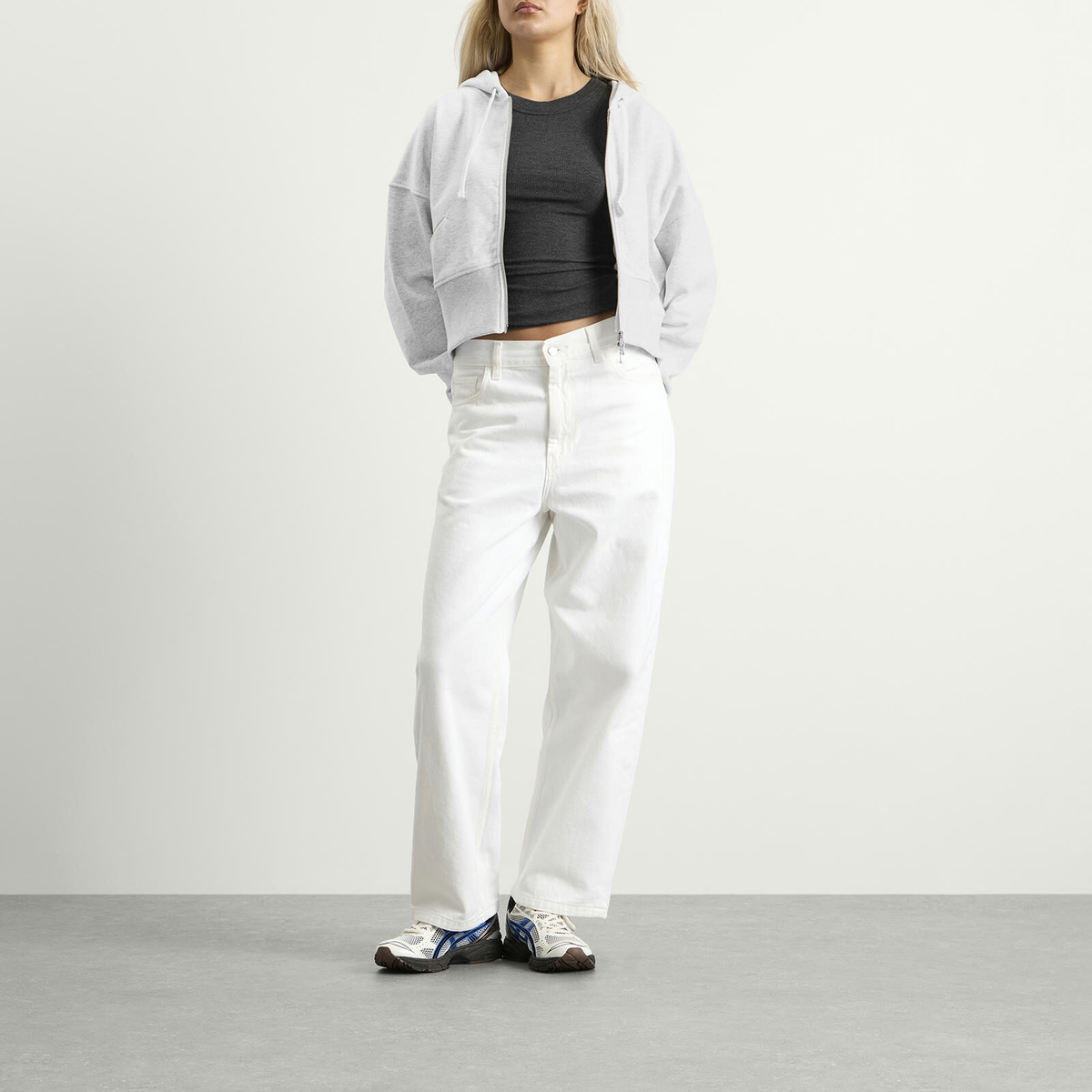 Dime Women's Cropped Hoodie in Ash