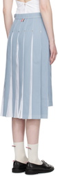 Thom Browne Blue Pleated Denim Midi Skirt