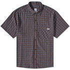 Polar Skate Co. Men's Mitchell Short Sleeve Check Shirt in Brown/Blue