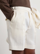 Ralph Lauren Purple label - Straight-Leg Pleated Linen Shorts - Neutrals