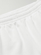 Off-White - Straight-Leg Frayed Logo-Print Cotton-Jersey Shorts - White