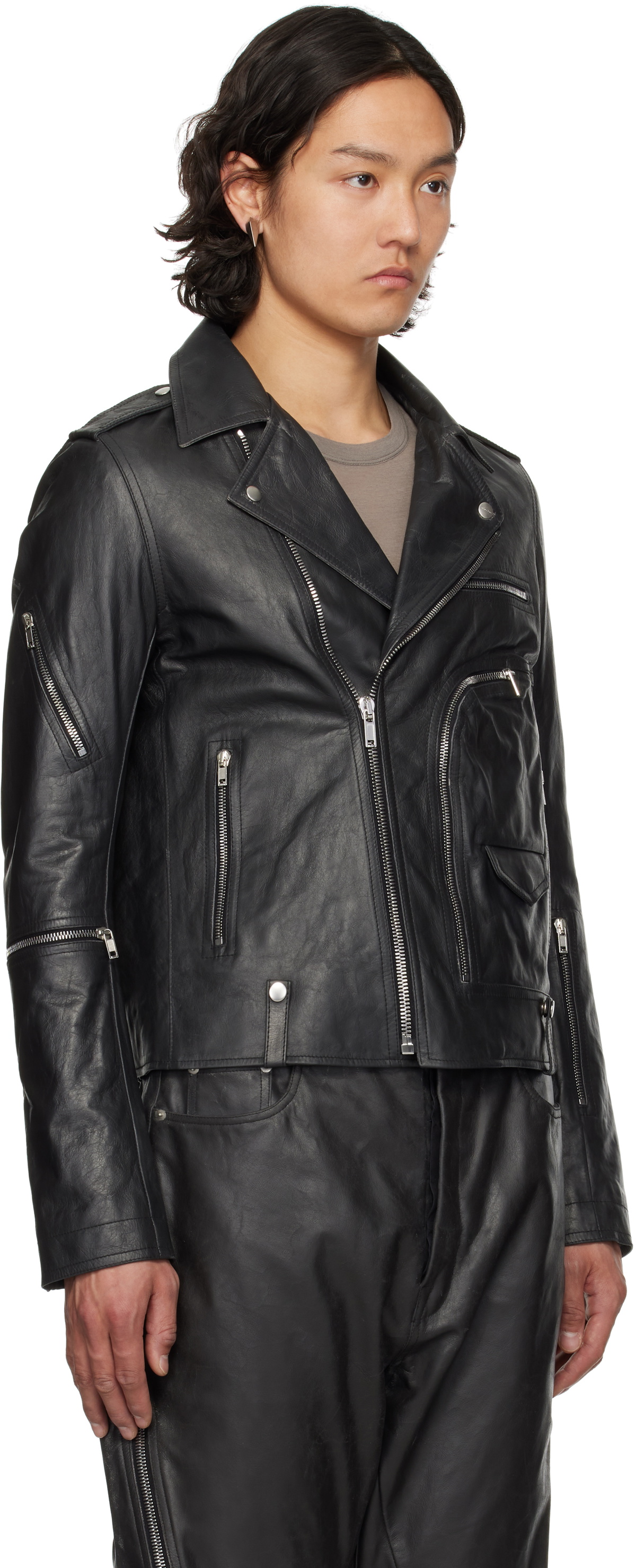Rick Owens Black Hollywood Bauhaus Stooges Leather Jacket Rick Owens
