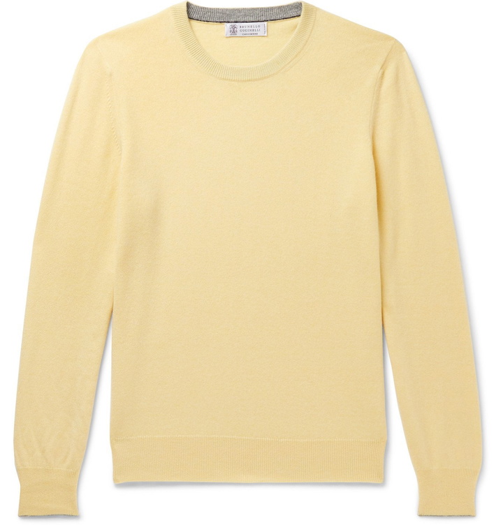 Photo: Brunello Cucinelli - Slim-Fit Cashmere Sweater - Yellow