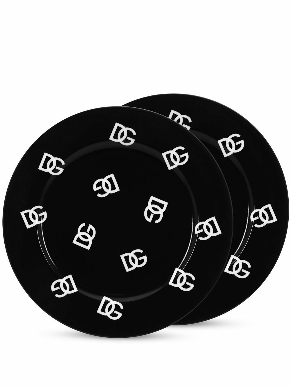 Dolce & Gabbana Black DG Logo Print Dinner Plates Dolce & Gabbana