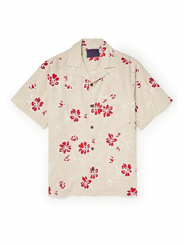 Photo: Portuguese Flannel - Camp-Collar Floral-Print Linen and Cotton-Blend Shirt - Red