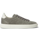 Brunello Cucinelli - Leather-Trimmed Suede Sneakers - Gray