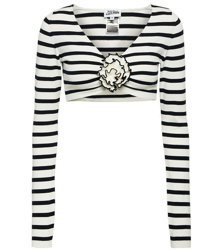 Photo: Jean Paul Gaultier Striped flower-appliqué crop top