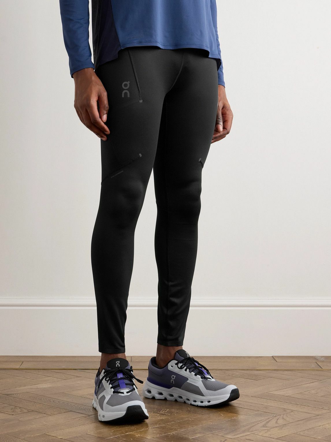 ON - Performance Logo-Print Stretch Recycled-Jersey Running Tights - Black