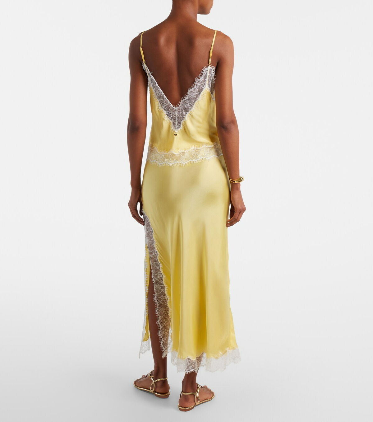 Poupette St Barth Lila lace-trimmed satin slip skirt