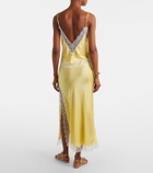 Poupette St Barth Lila lace-trimmed satin slip skirt