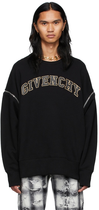 Photo: Givenchy Black Leather Letters Logo Sweatshirt