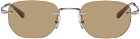 Montblanc Silver & Brown Rectangular Sunglasses