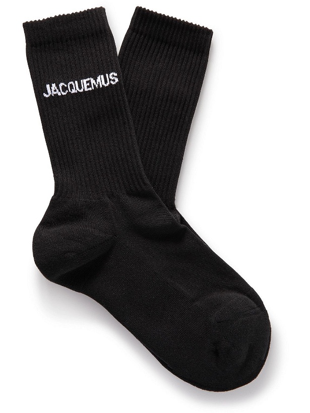 Photo: Jacquemus - Logo-Jacquard Ribbed Cotton-Blend Socks - Black