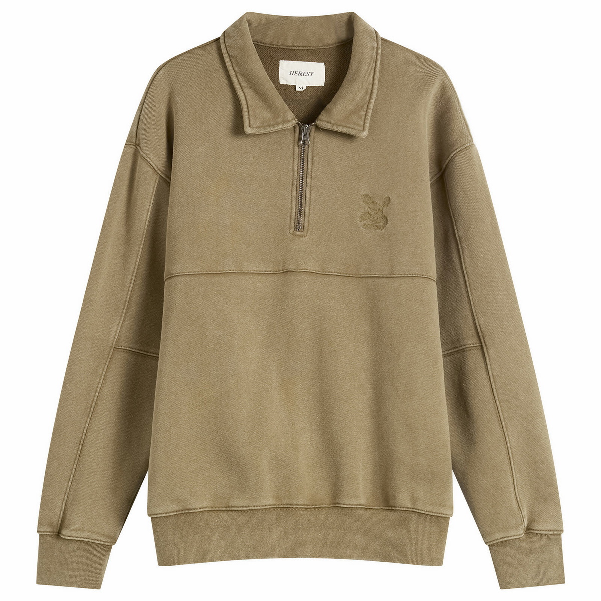 Heresy Men's Green Man Quarter Zip Sweatshirt in Biscuit