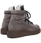 Moncler - Egide Shearling-Lined Suede Walking Boots - Men - Dark gray