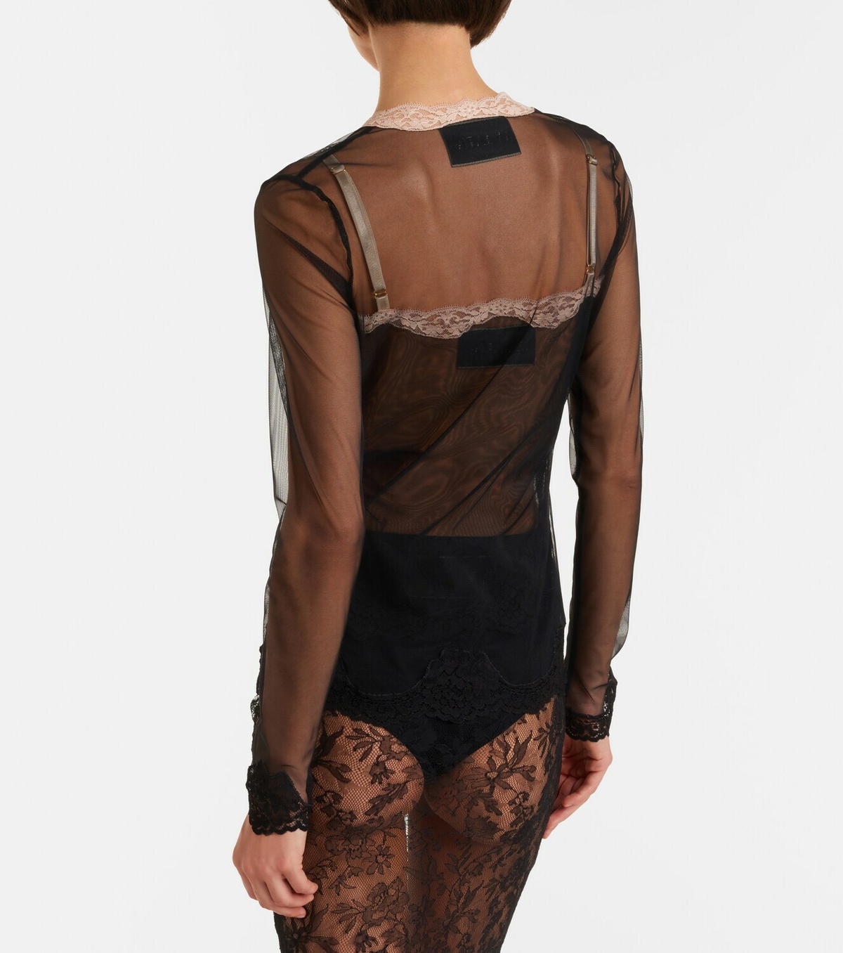 Valentino Lace-trimmed sheer mesh cardigan