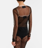 Valentino Lace-trimmed sheer mesh cardigan