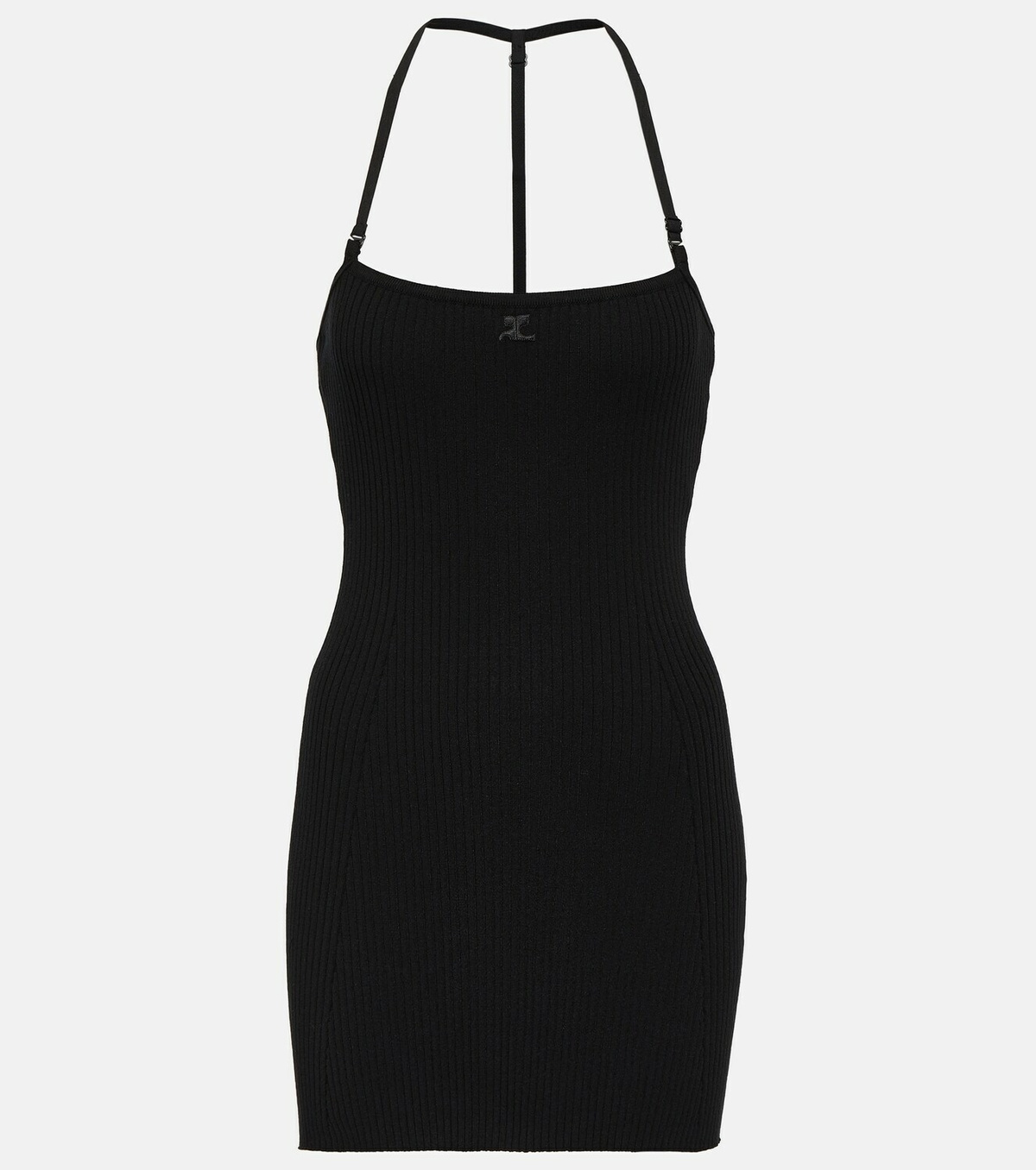 courrèges Women's Ribbed Oblique Dress Black