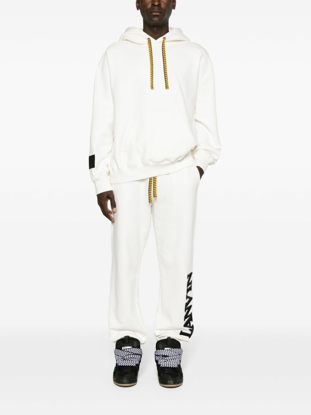 Lanvin White Logo-Embroidered Cotton Hoodie