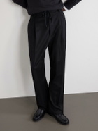 Barena - Mado Wide-Leg Wool-Blend Drawstring Trousers - Black