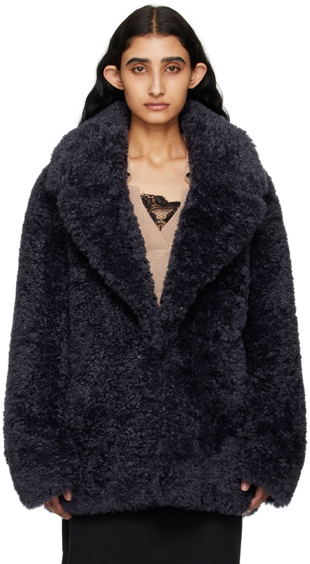 Photo: Stella McCartney Navy Short Faux-Shearling Jacket