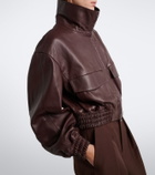Nour Hammour Shearling-trimmed leather blouson jacket