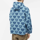 Human Made Men's Heart Zip-Up Parka Jacket in Blue