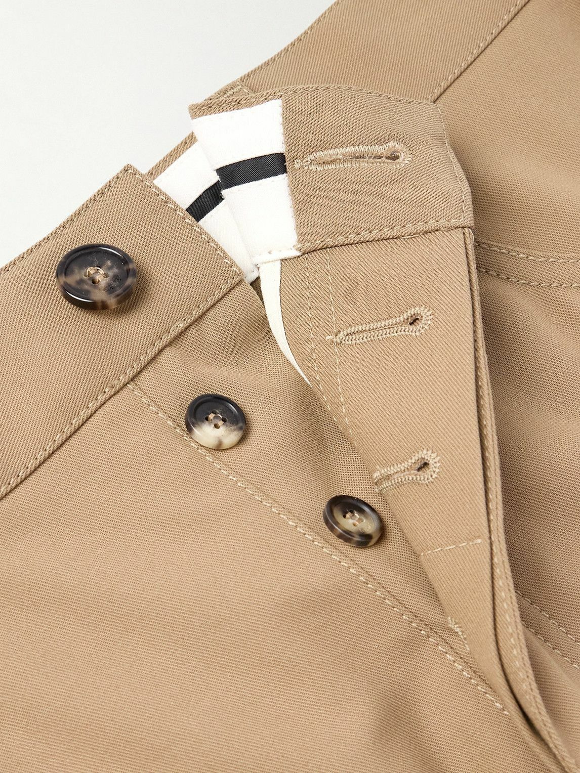 LOEWE - Carpenter Straight-Leg Leather-Trimmed Cotton-Twill Trousers - Neutrals