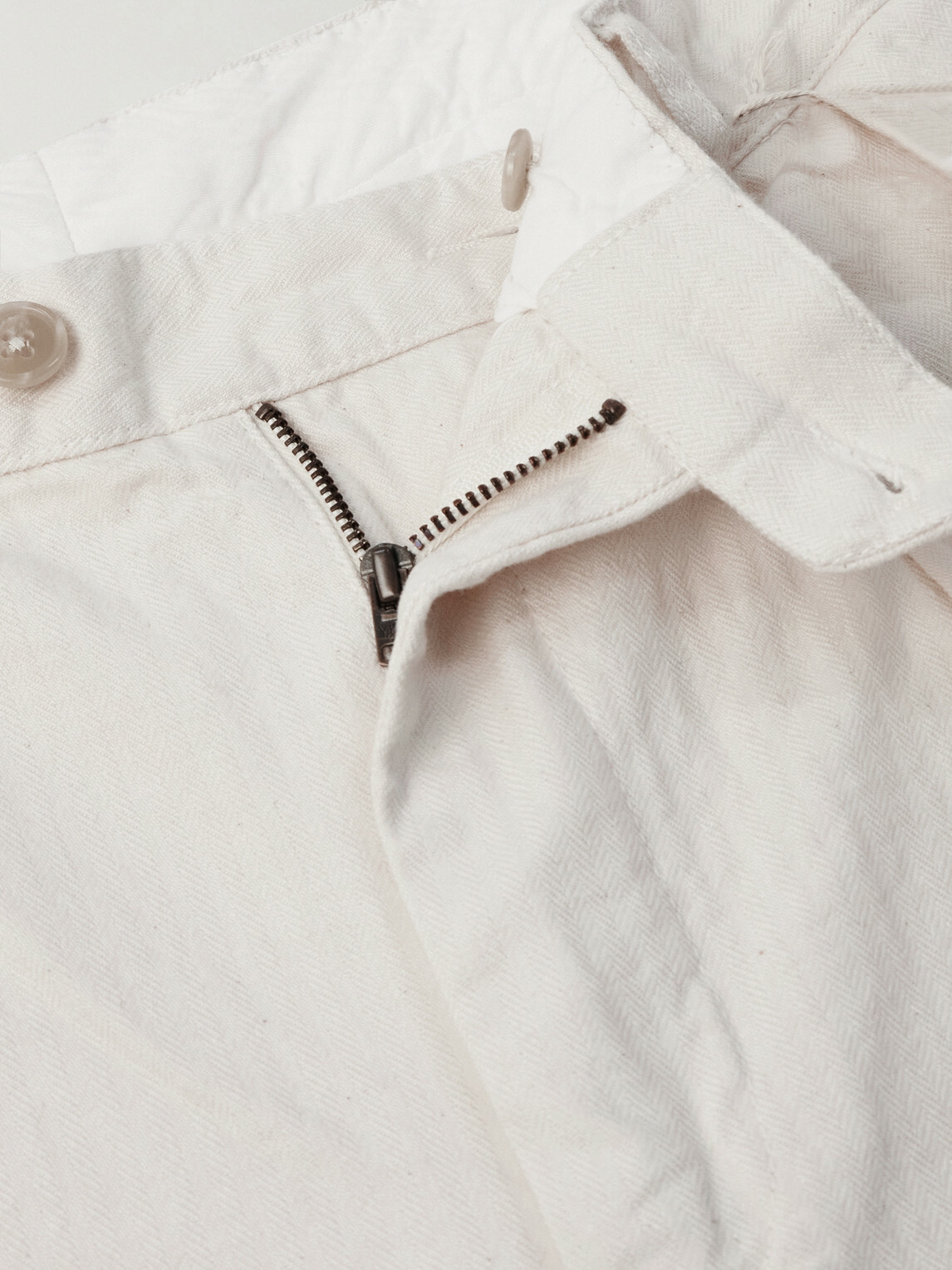 Hartford - Trunk Straight-Leg Pleated Cotton Woven Trousers - Neutrals