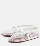 Alaïa Leather-trimmed fishnet ballet flats