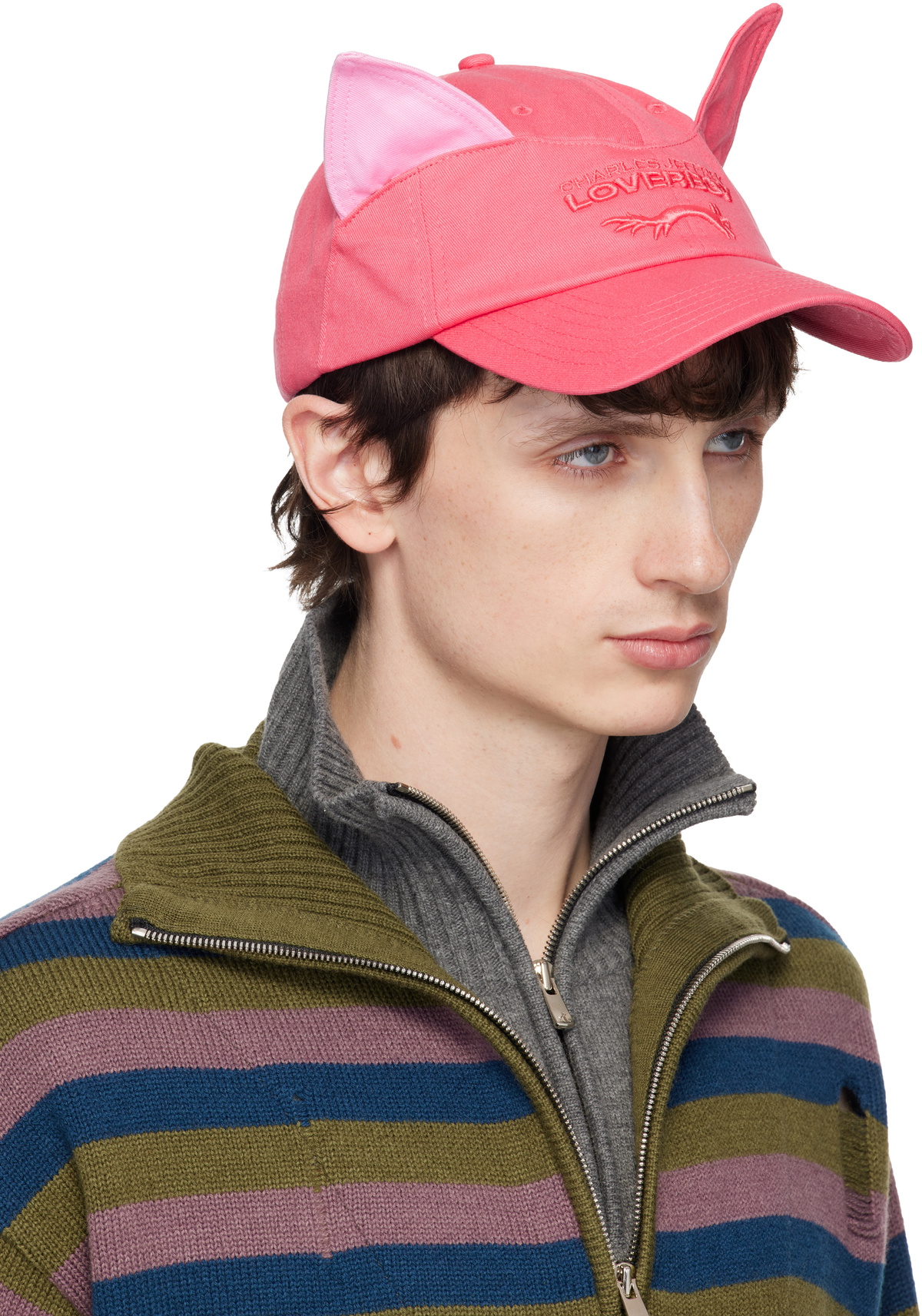 Charles Jeffrey LOVERBOY Pink Colour Block Ears Cap Charles