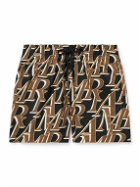 AMIRI - Stacked Straight-Leg Mid-Length Logo-Print Shell Swim Shorts - Black