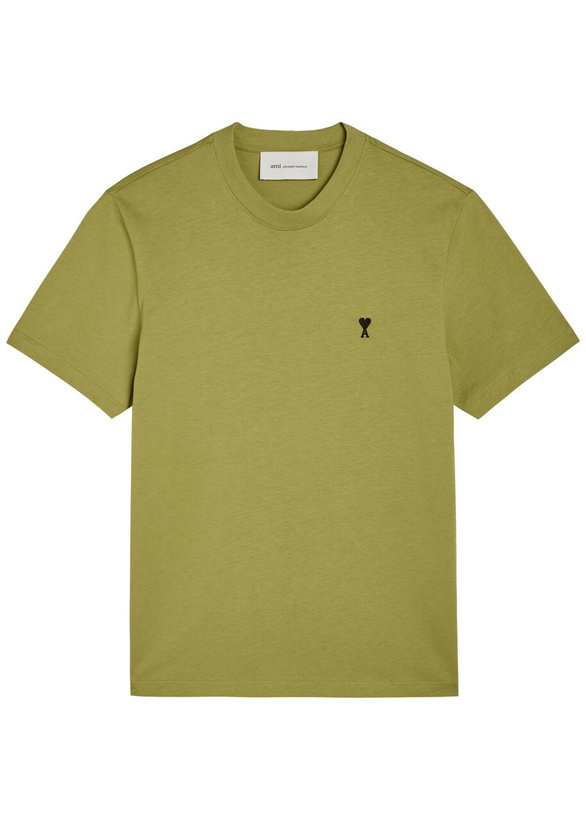 Photo: Ami Paris Logo-embroidered Cotton T-shirt Light Green