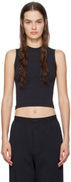 SKIMS Black Cotton Jersey Mock Neck Tank Top