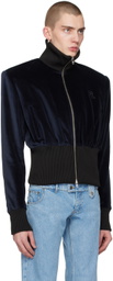 EGONlab Navy Padded Shoulders Track Jacket