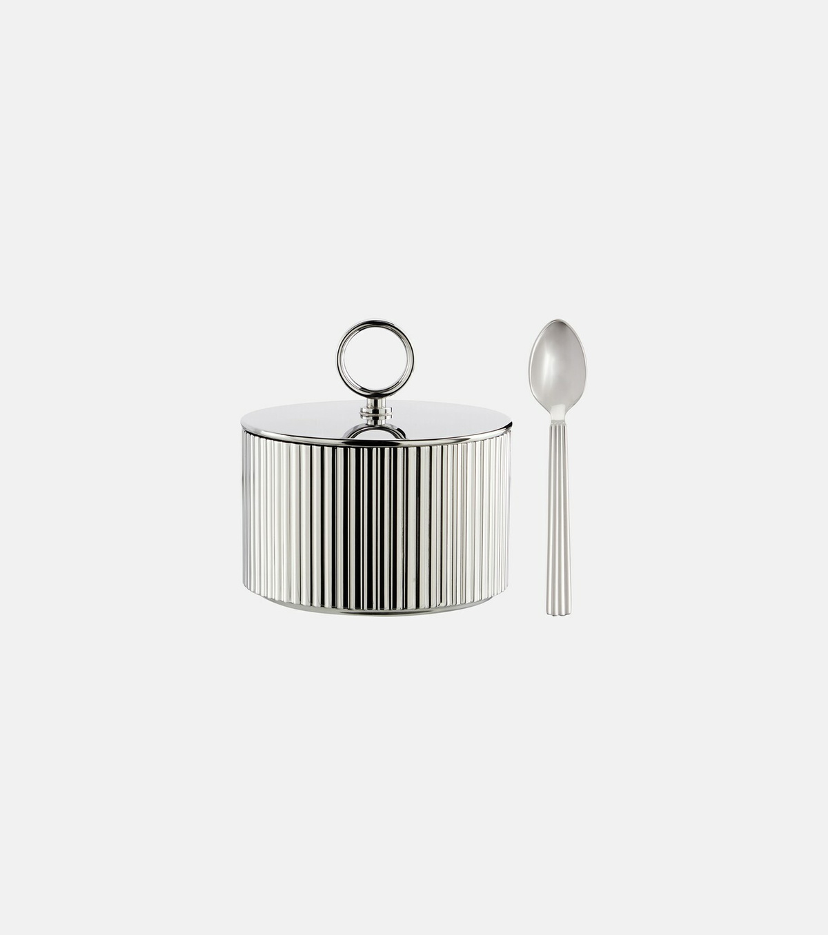 Georg Jensen Bernadotte sugar bowl and spoon set by Sigvard Bernadotte