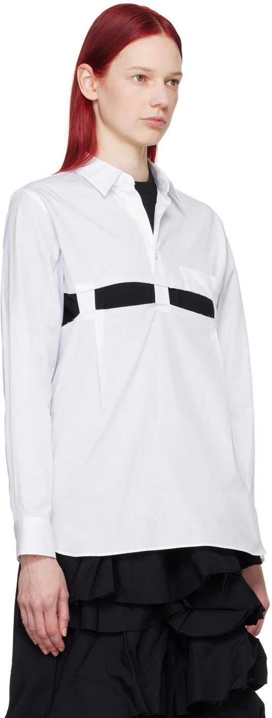 Black Comme des Garçons White Cutout Shirt