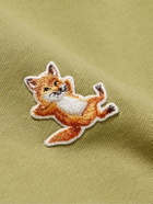 Maison Kitsuné - Chillax Fox Logo-Appliquéd Cotton-Jersey Hoodie - Green