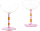 Fazeek Pink & Orange Striped Coupe Glasses Set