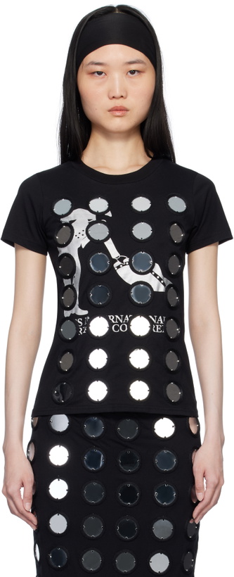 Photo: Conner Ives Black 'The Reconstituted Mirror Disc Embroidery' T-shirt