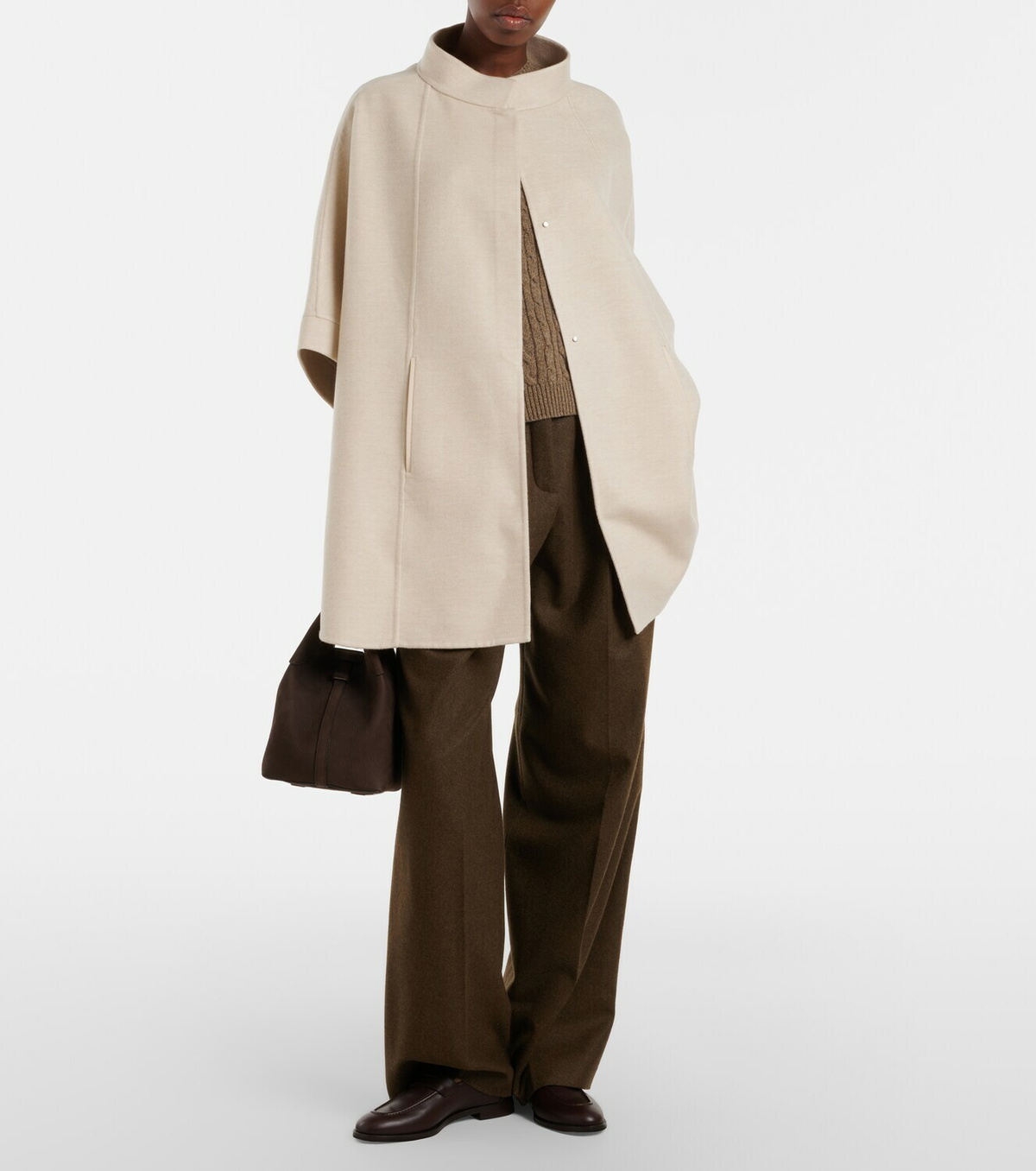 Loro Piana Salzburg leather-trimmed cashmere cape