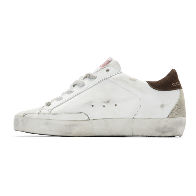 Golden Goose White and Brown Star Superstar Sneakers Golden