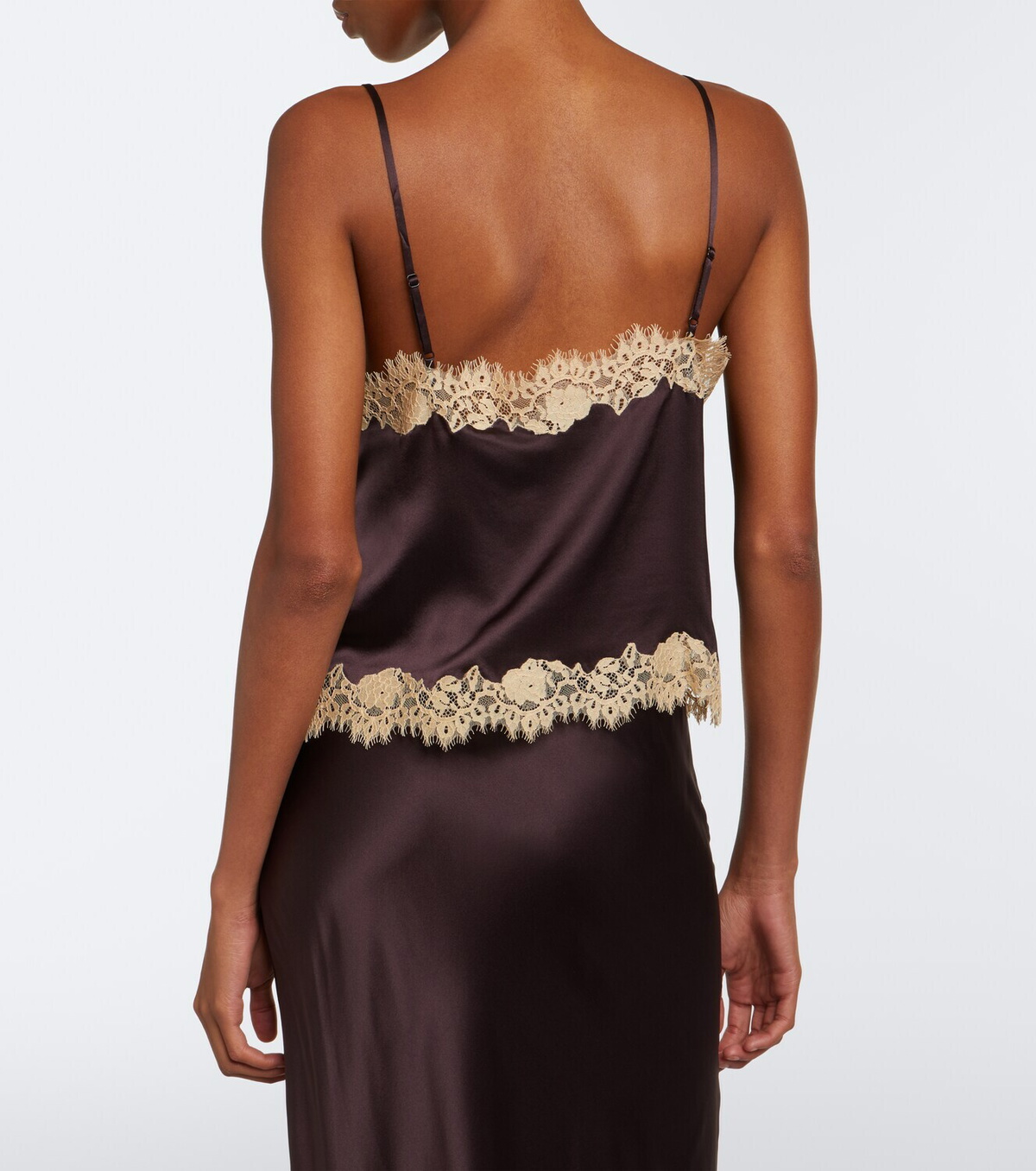 Dôen Kira lace-trimmed silk satin camisole