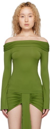 KIM SHUI Khaki Ruched Long Sleeve T-Shirt