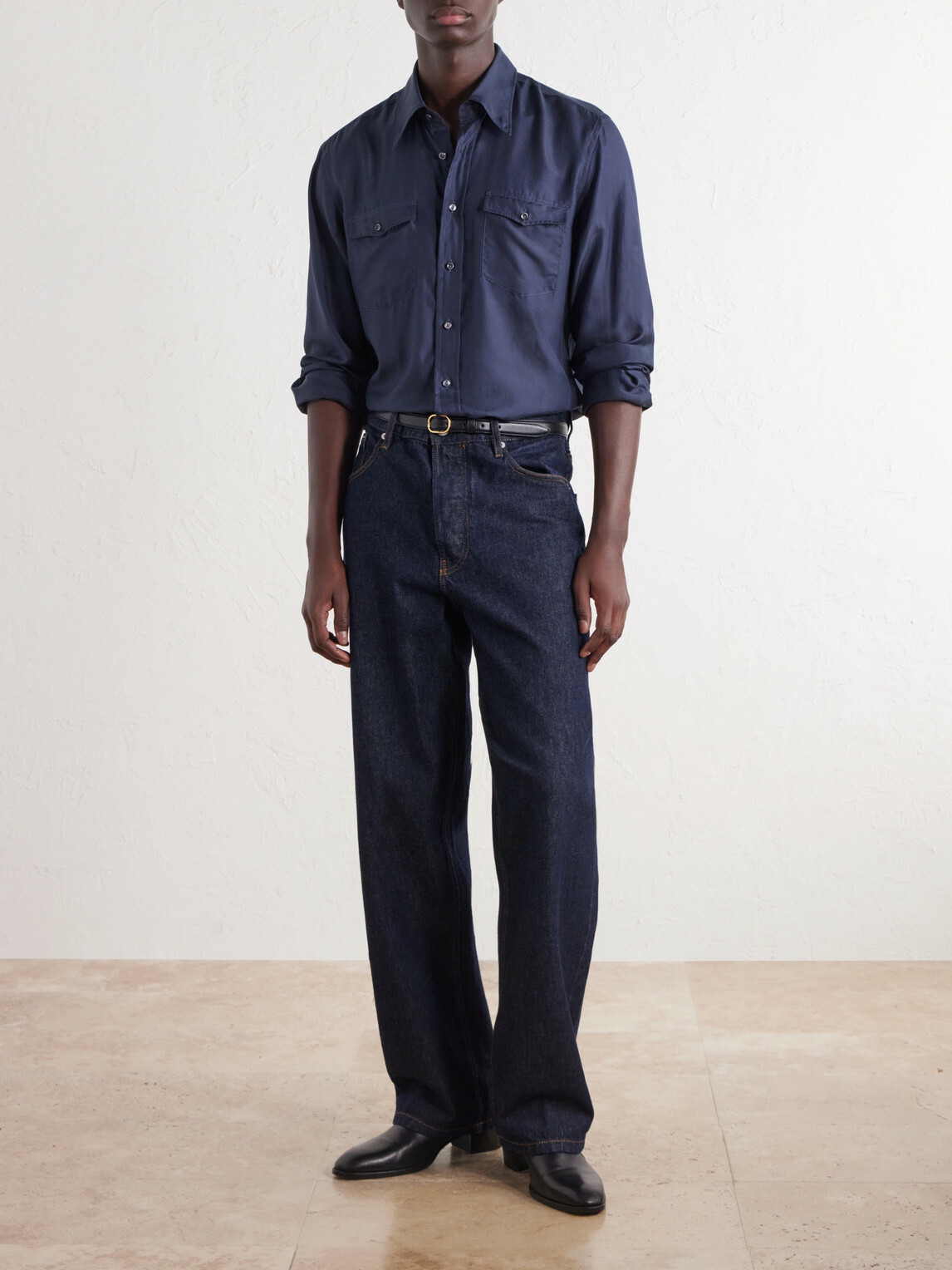 Husbands - Cotton and Silk-Blend Twill Shirt - Blue