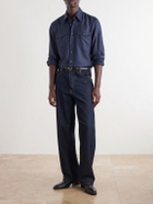 Husbands - Cotton and Silk-Blend Twill Shirt - Blue